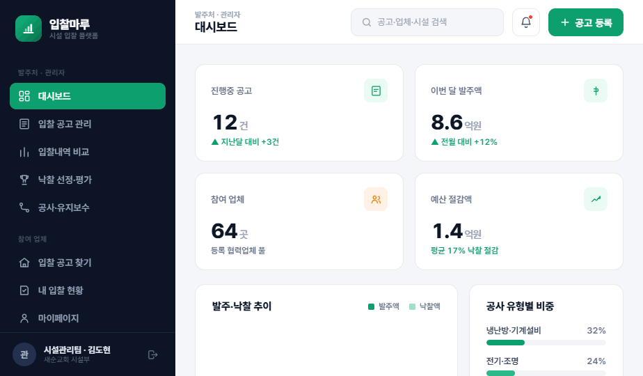 입찰마루 화면